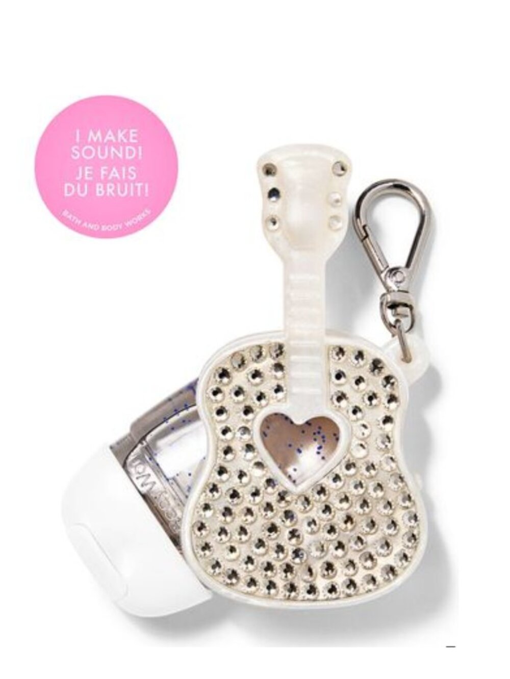 Bath & Body Works Sound-Making Bling Guitar PocketBac Holder Rhinestone Keychain